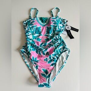 NWT LaBlanca Opulent Bandeau, 1 pc, Shirred sides, Size 10 Swimsuit